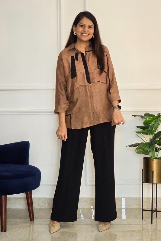 Brown Panelled Shirt