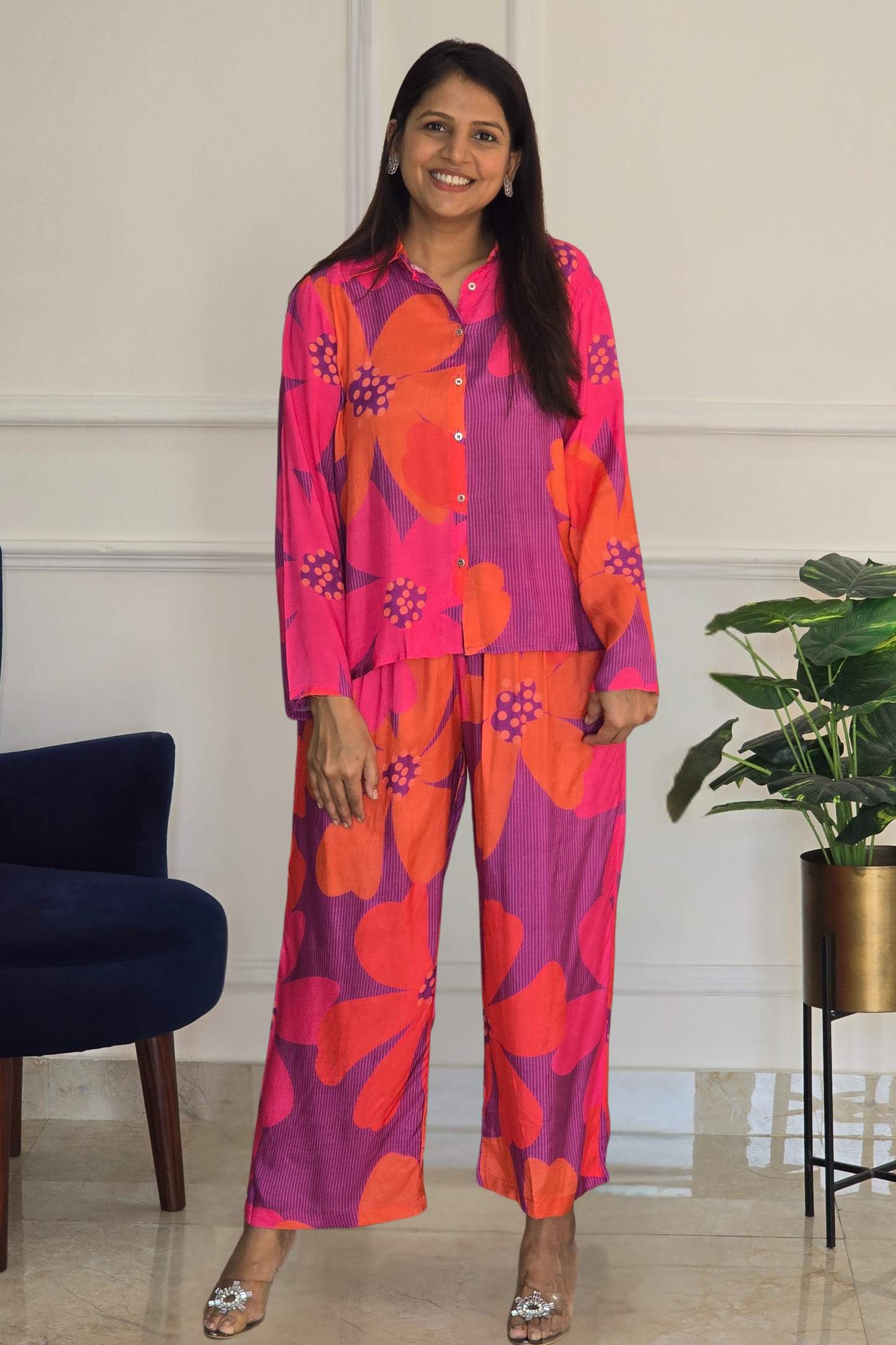 Purple Muslin Co-ord Set