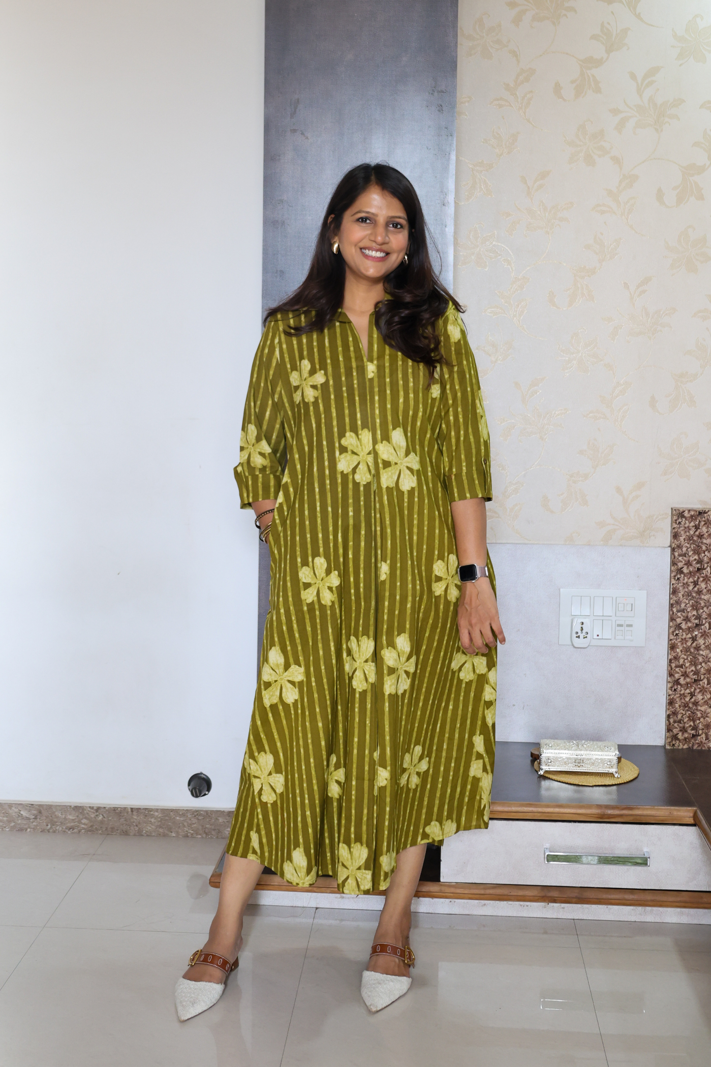 Green Box Pleat Tunic