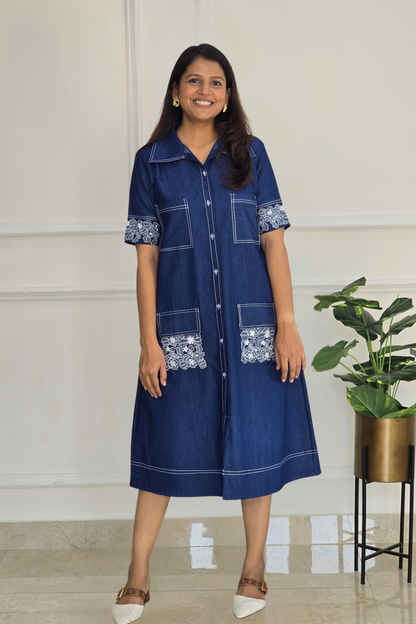 Denim Embroidered Tunic