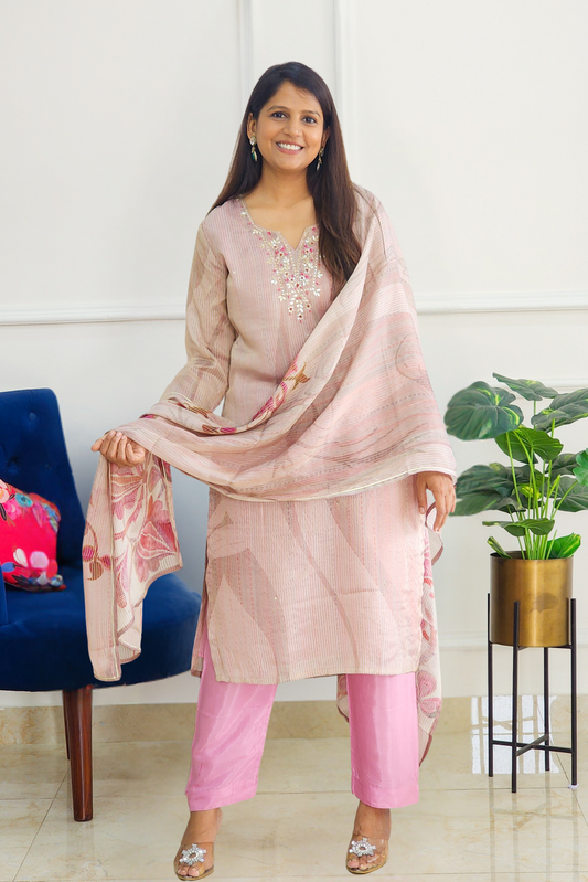 Pink Stripe Tissue Suit Set