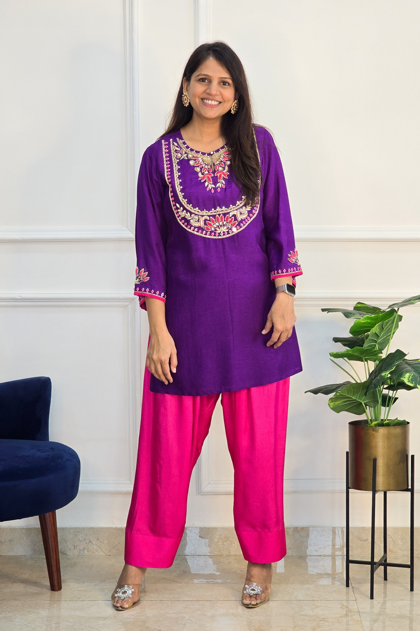 Purple Farshi Pants and Kurta Set