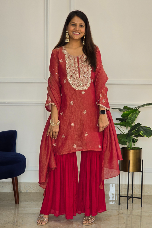 Bahar Tissue Garara Set ( Red )