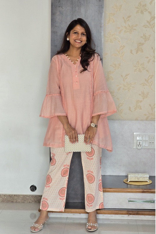 Pink Top With Block Pants