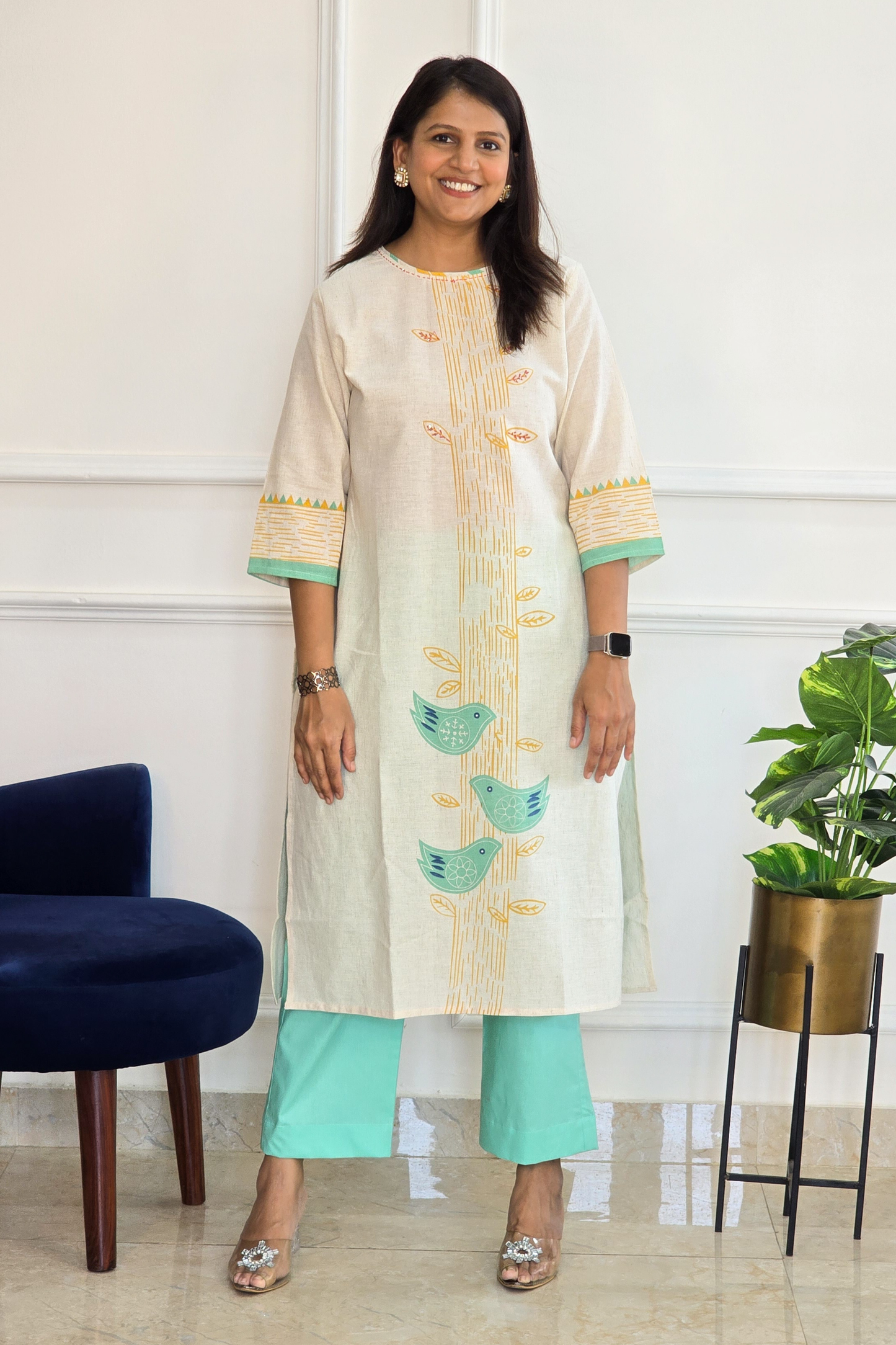 Blue Handloom Kurta Set