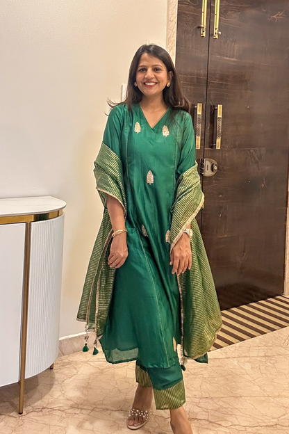 Green Gul Chanderi Suit Set