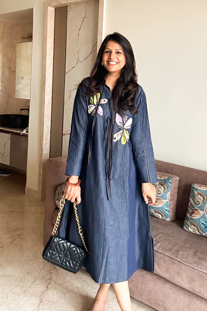 Floral Detail Denim Tunic