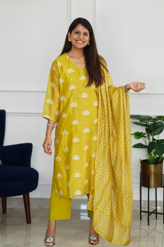 Yellow Kamal Kurta Set