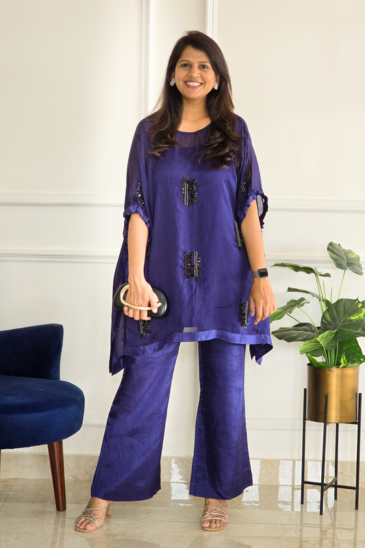 Blue Indo Set with Black Embelllishments