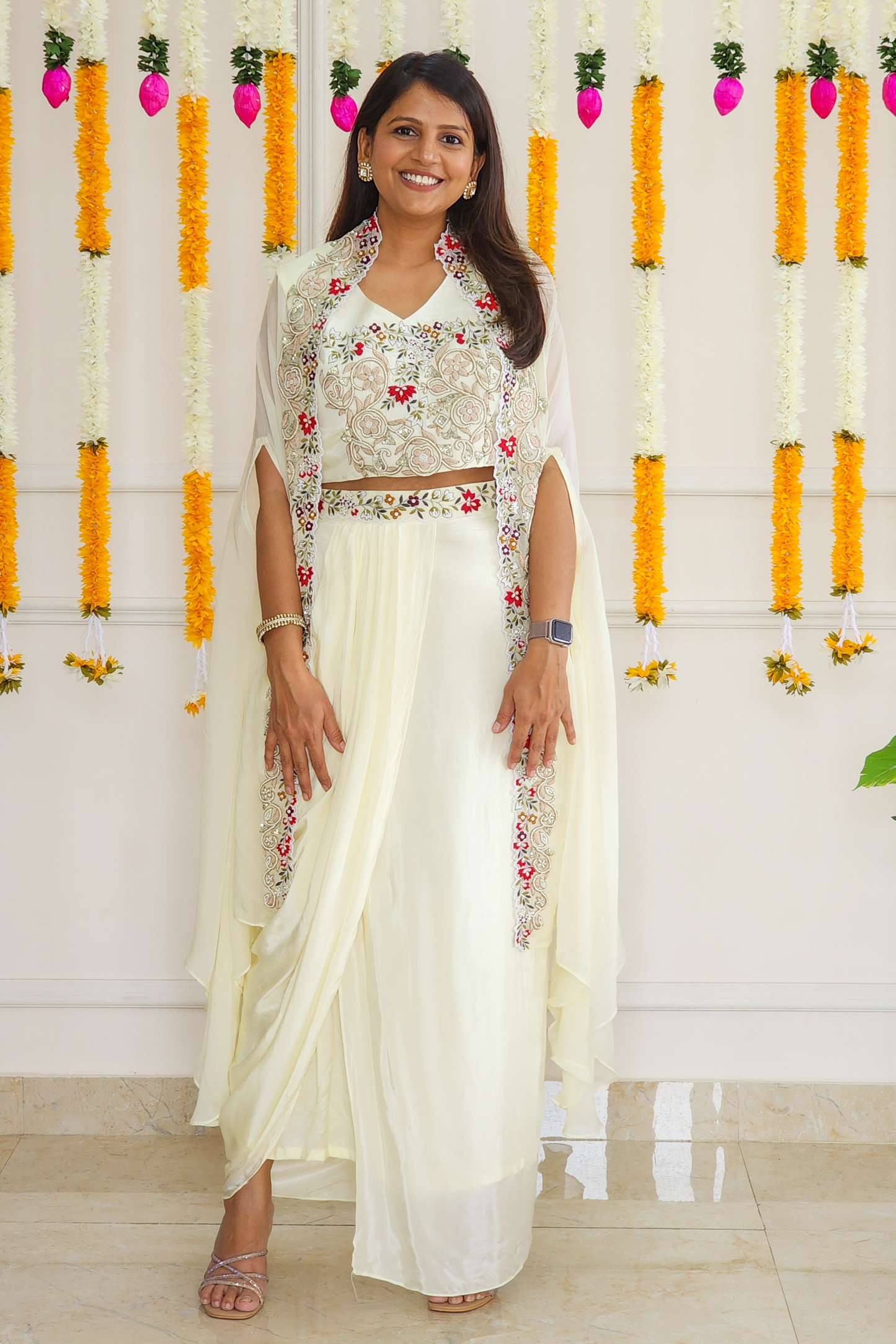 Off White Indowestern Set