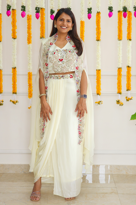 Off White Indowestern Set