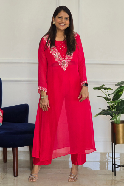 Pink Noor Organza Set