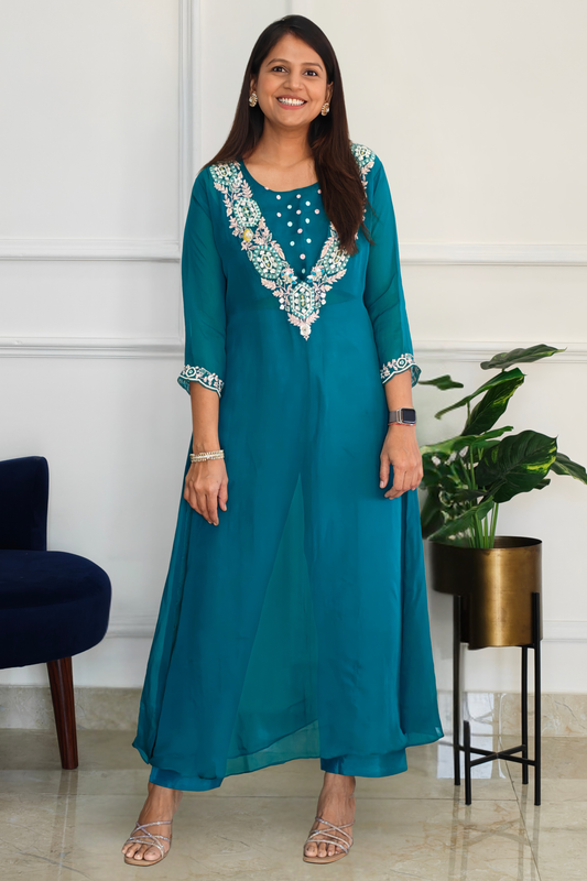 Rama Blue Noor Organza Set