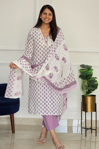 Lilac Phool Kurta Set