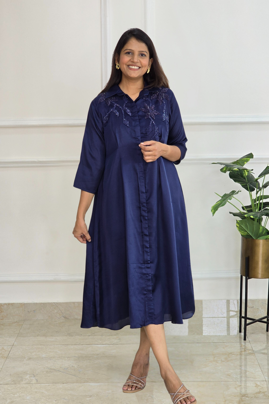 Navy Blue Crystal Tunic