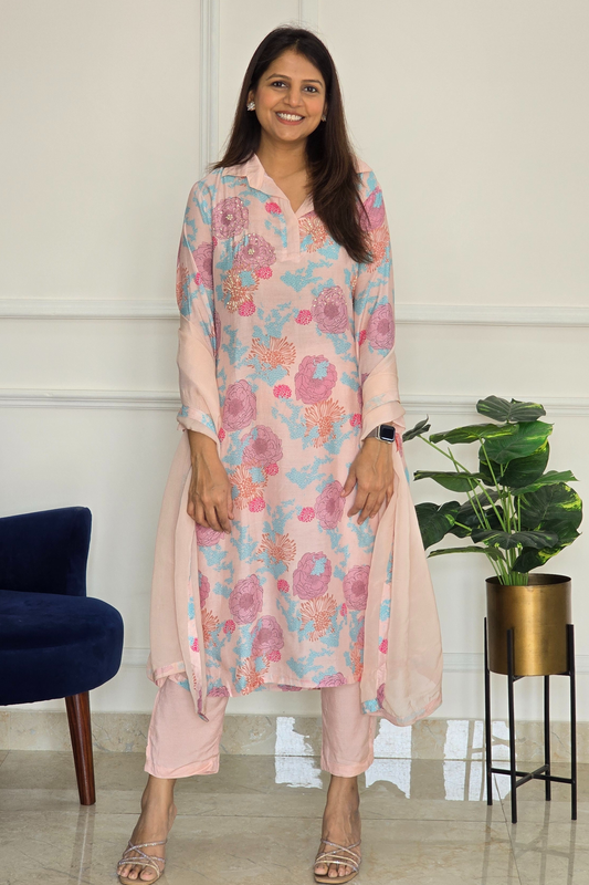 Floral Muslin Kurta Set