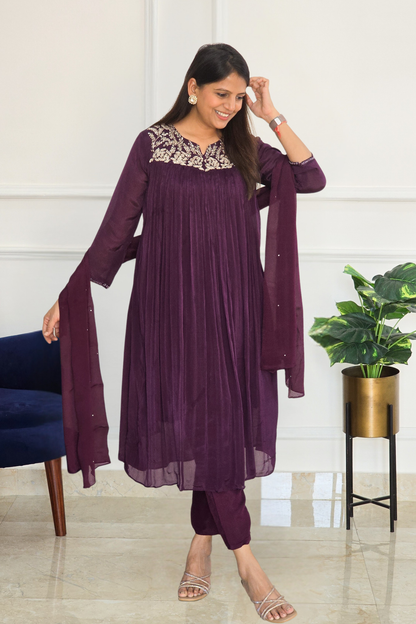 Wine Tara Flare Ensemble Set