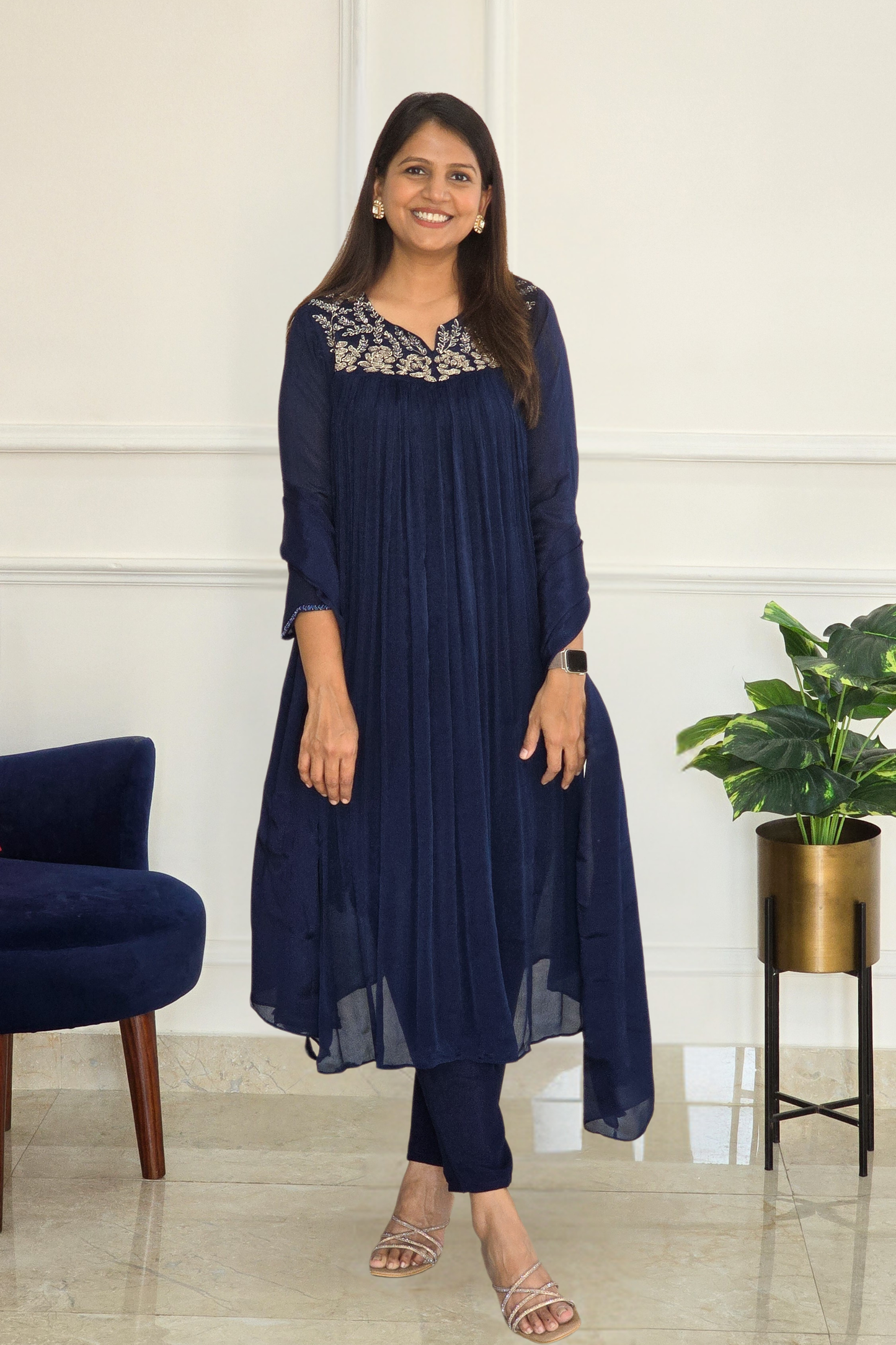 Navy Blue Tara Flare Ensemble Set