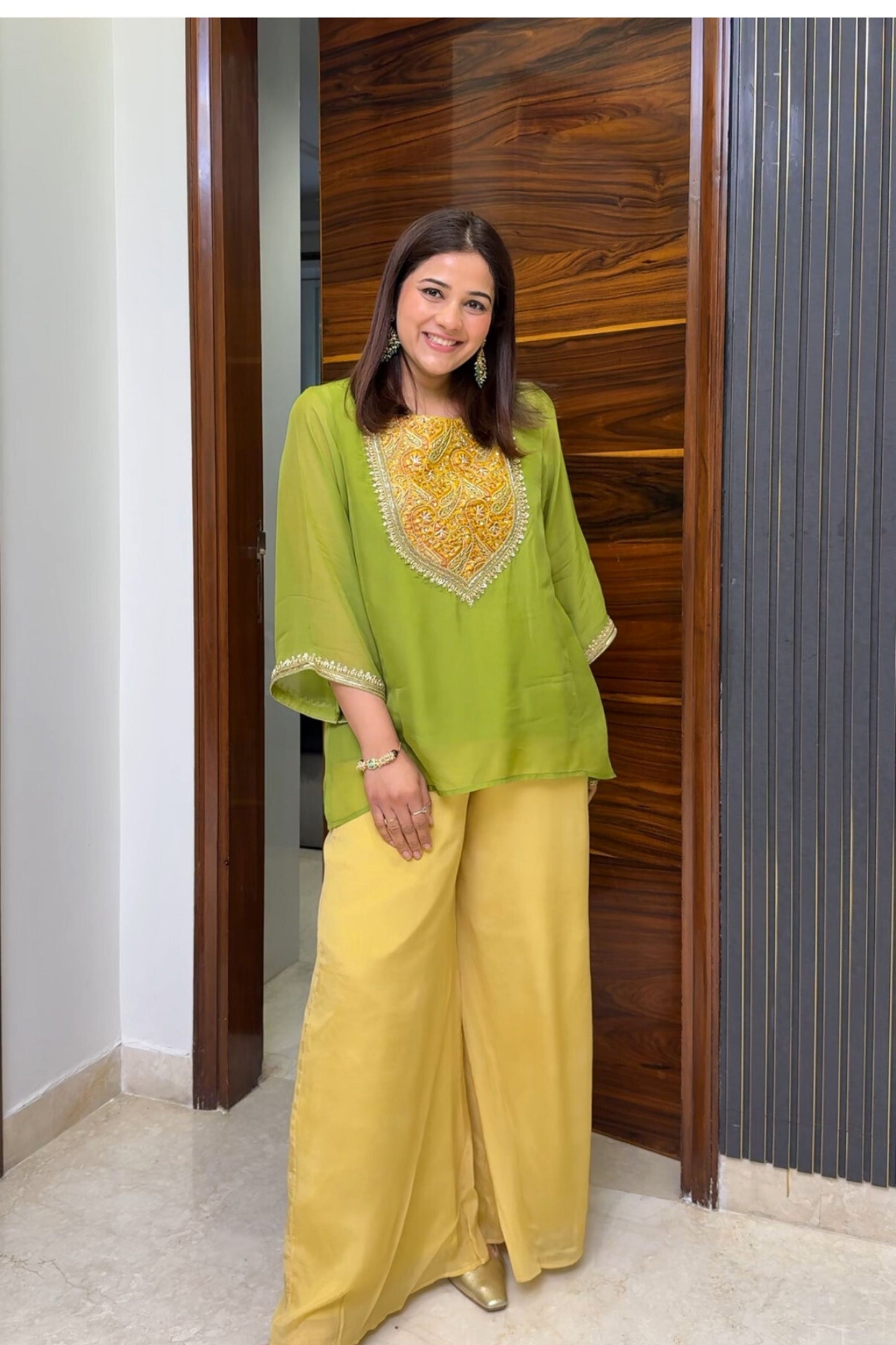 Banarasi Detail Short Kurta and Plazzo Set - PinkTree by Shrutika