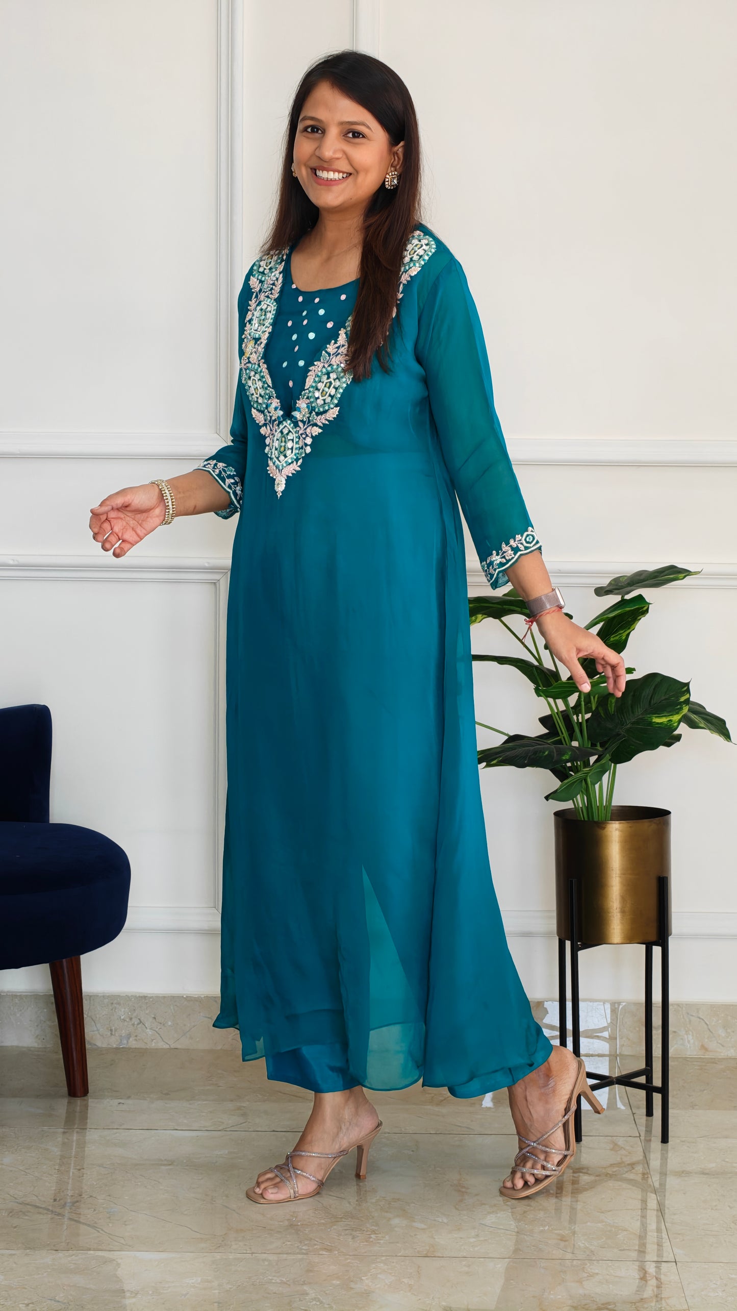 Rama Blue Noor Organza Set