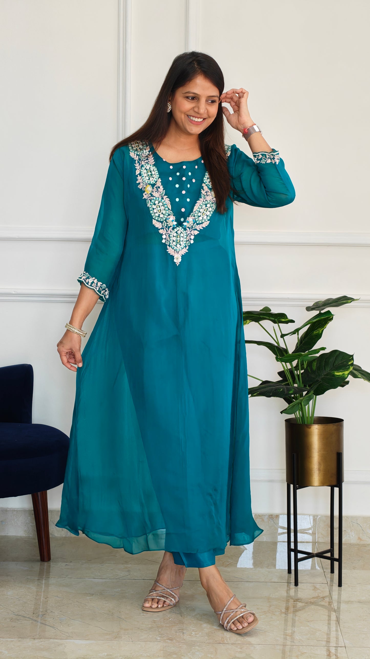 Rama Blue Noor Organza Set