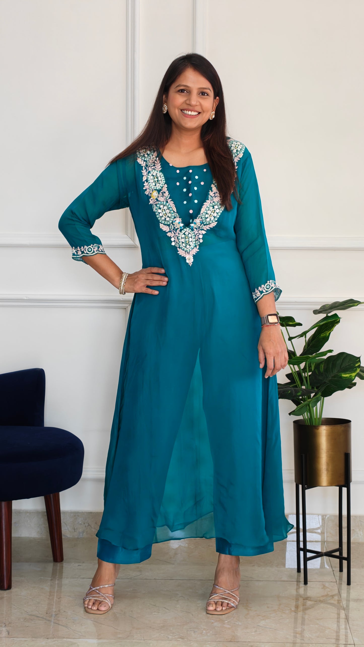 Rama Blue Noor Organza Set