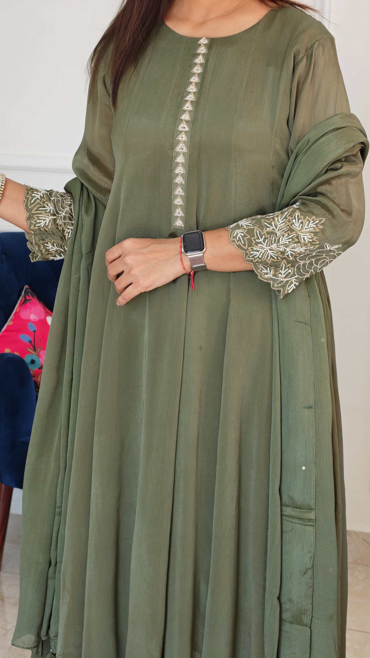 Olive Anarkali Set