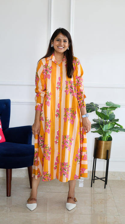 Orange Floral Stripe Tunic