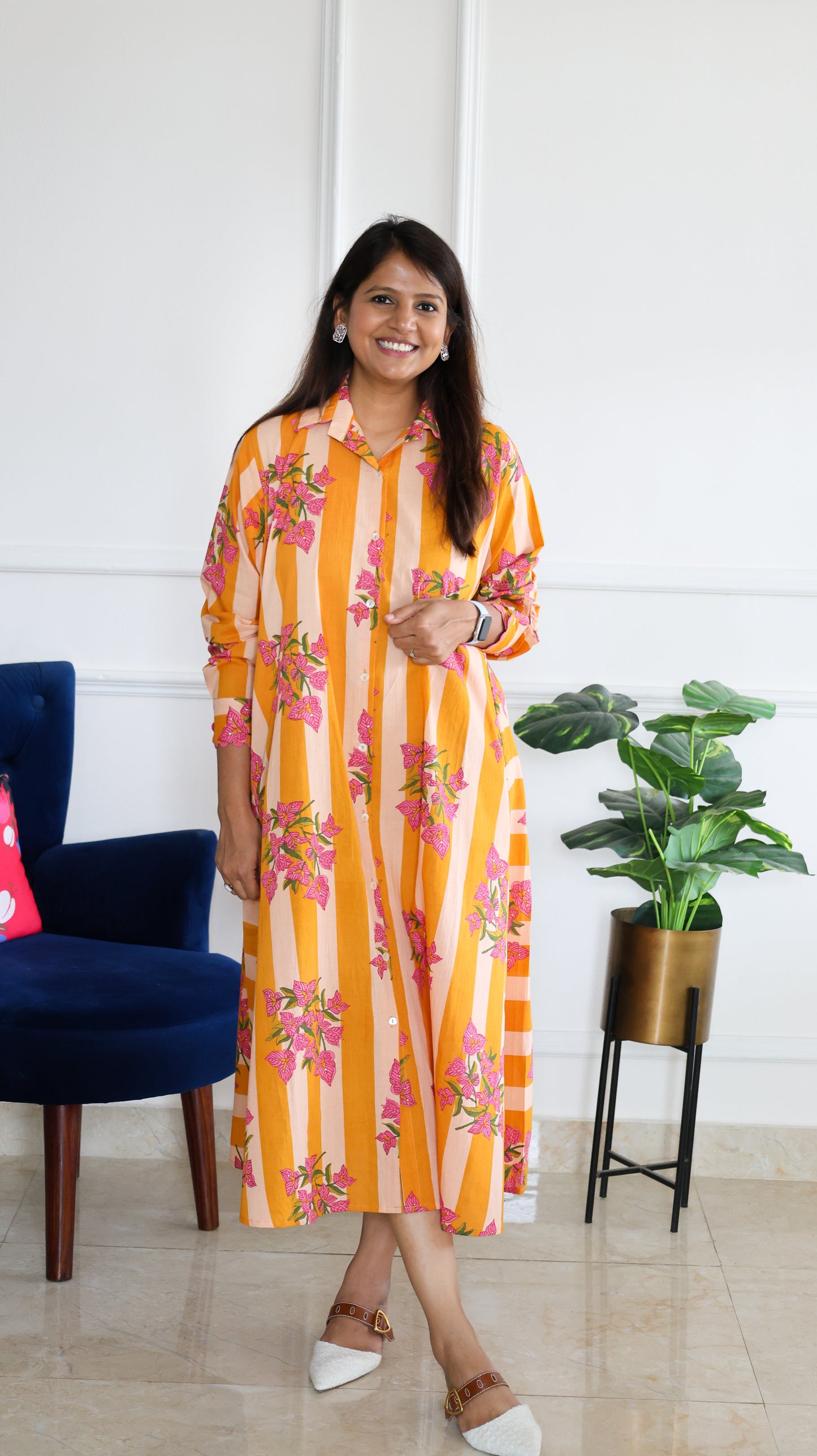 Orange Floral Stripe Tunic