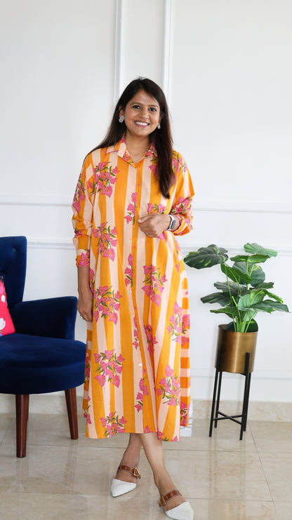Orange Floral Stripe Tunic