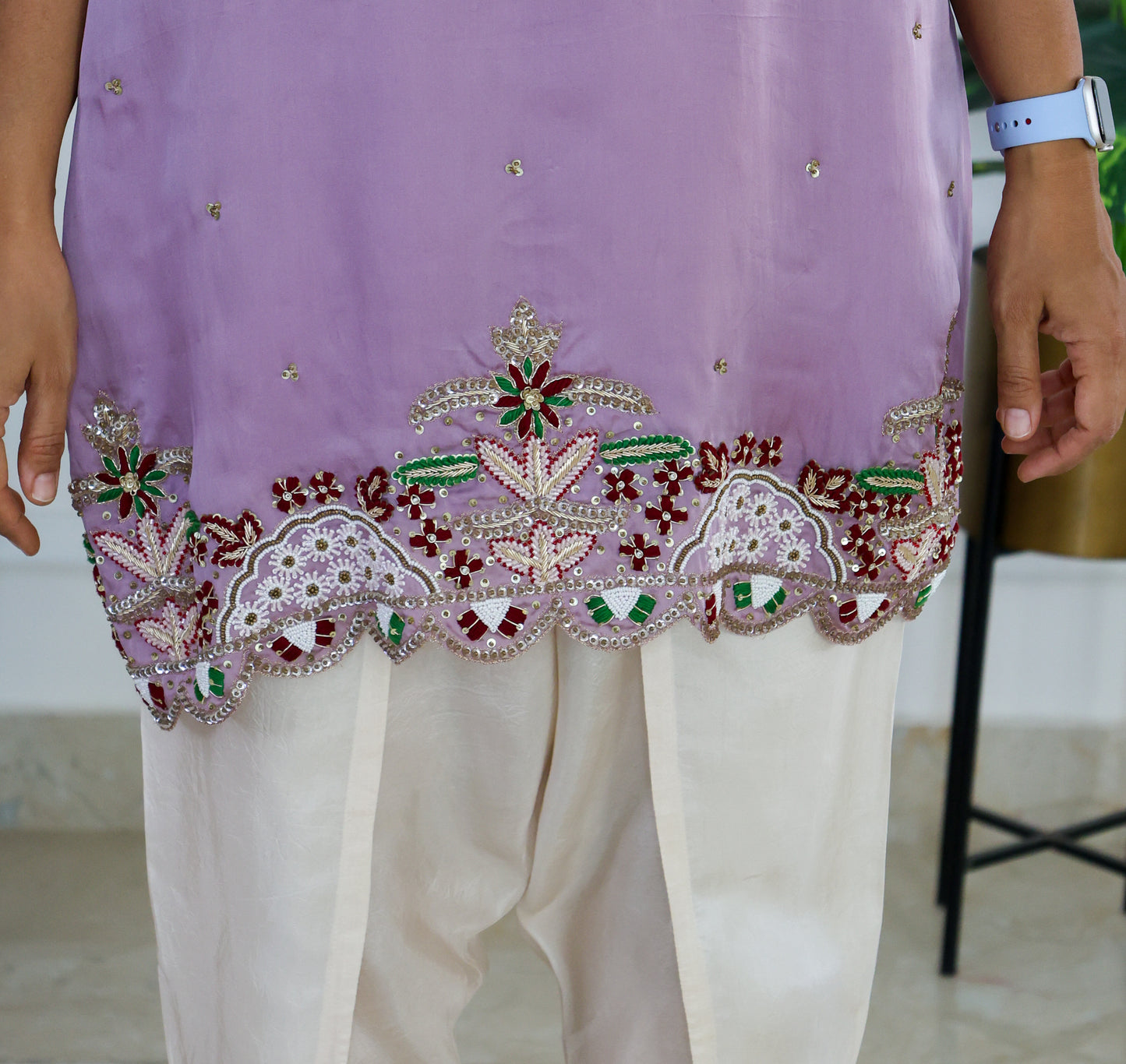 Lilac Embroidered Top and Tulip Pants