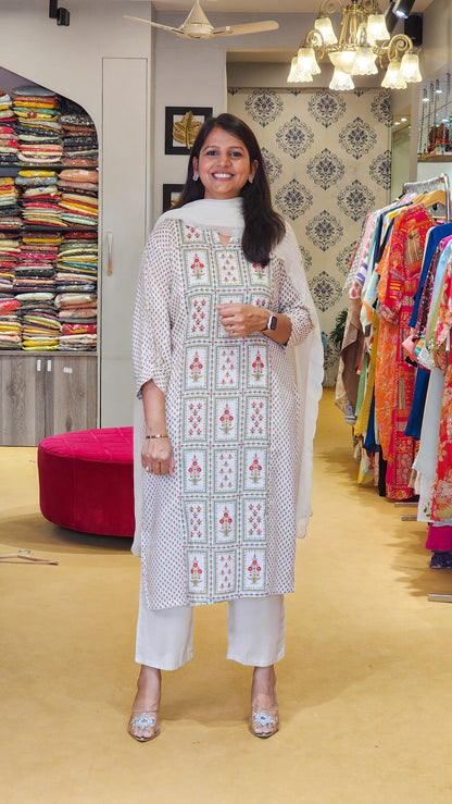 Mughal Print Linen Suit Set