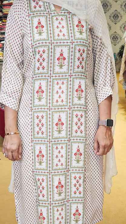 Mughal Print Linen Suit Set
