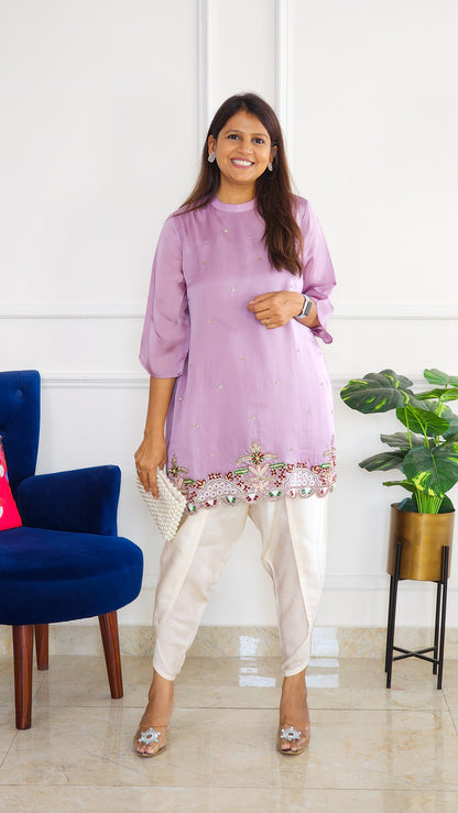 Lilac Embroidered Top and Tulip Pants