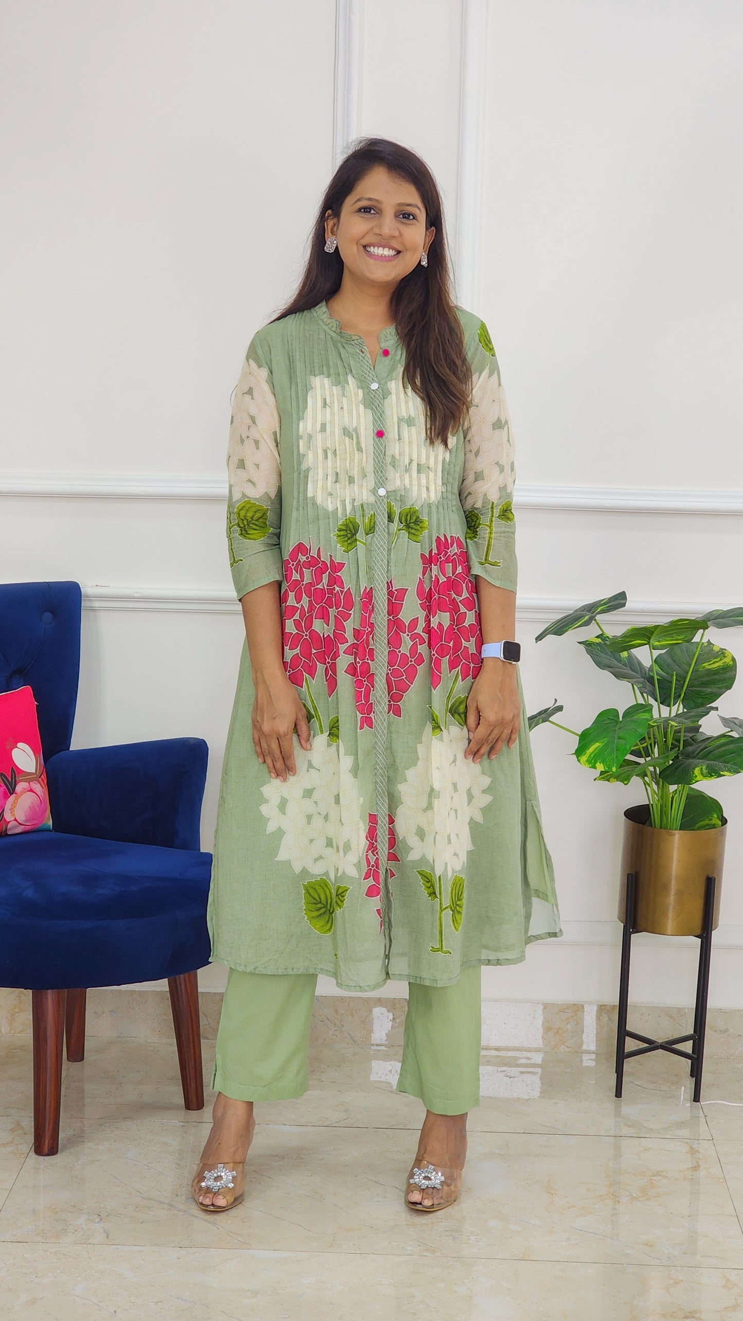 Pista Bloom Kurta Set