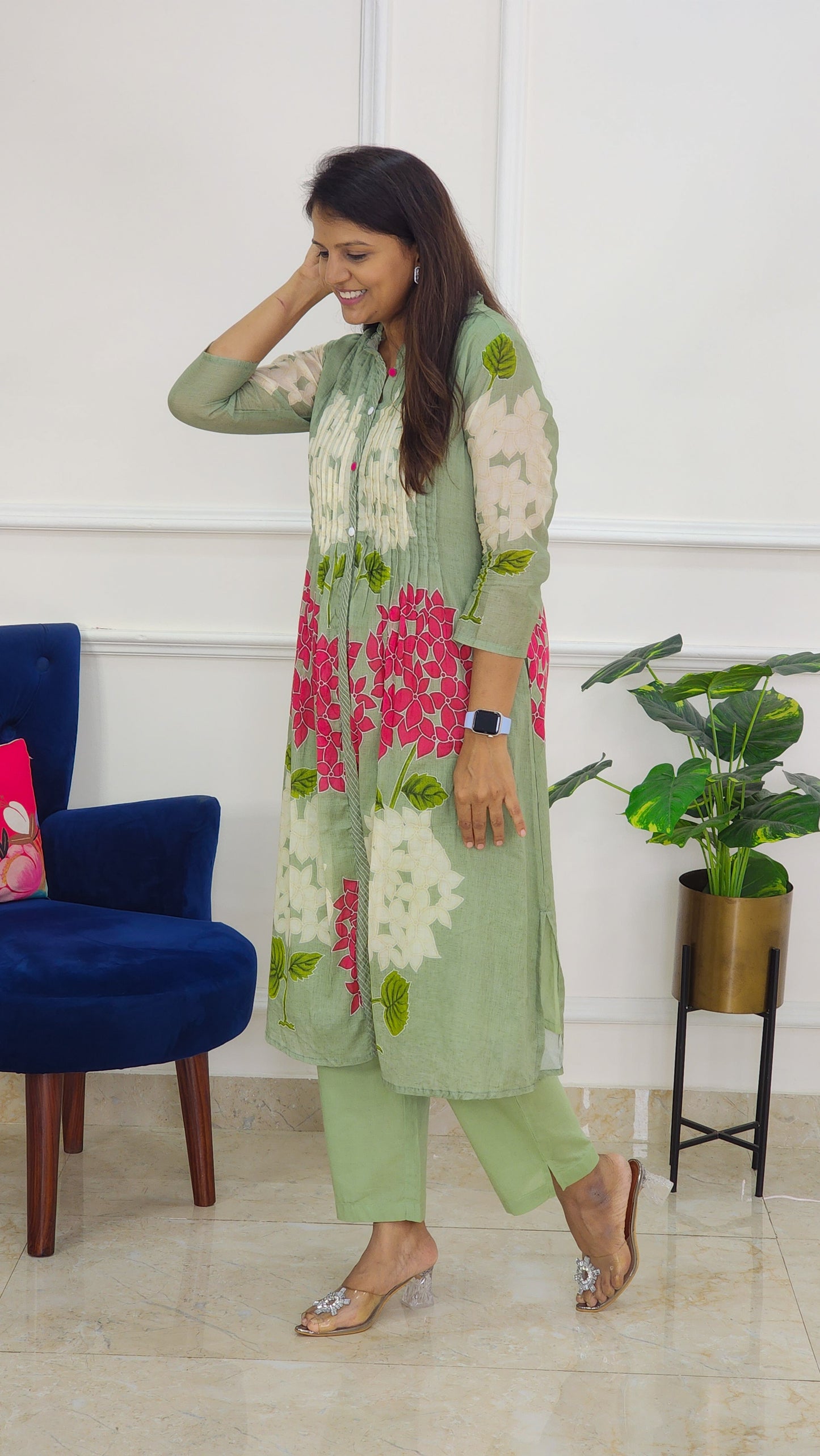Pista Bloom Kurta Set