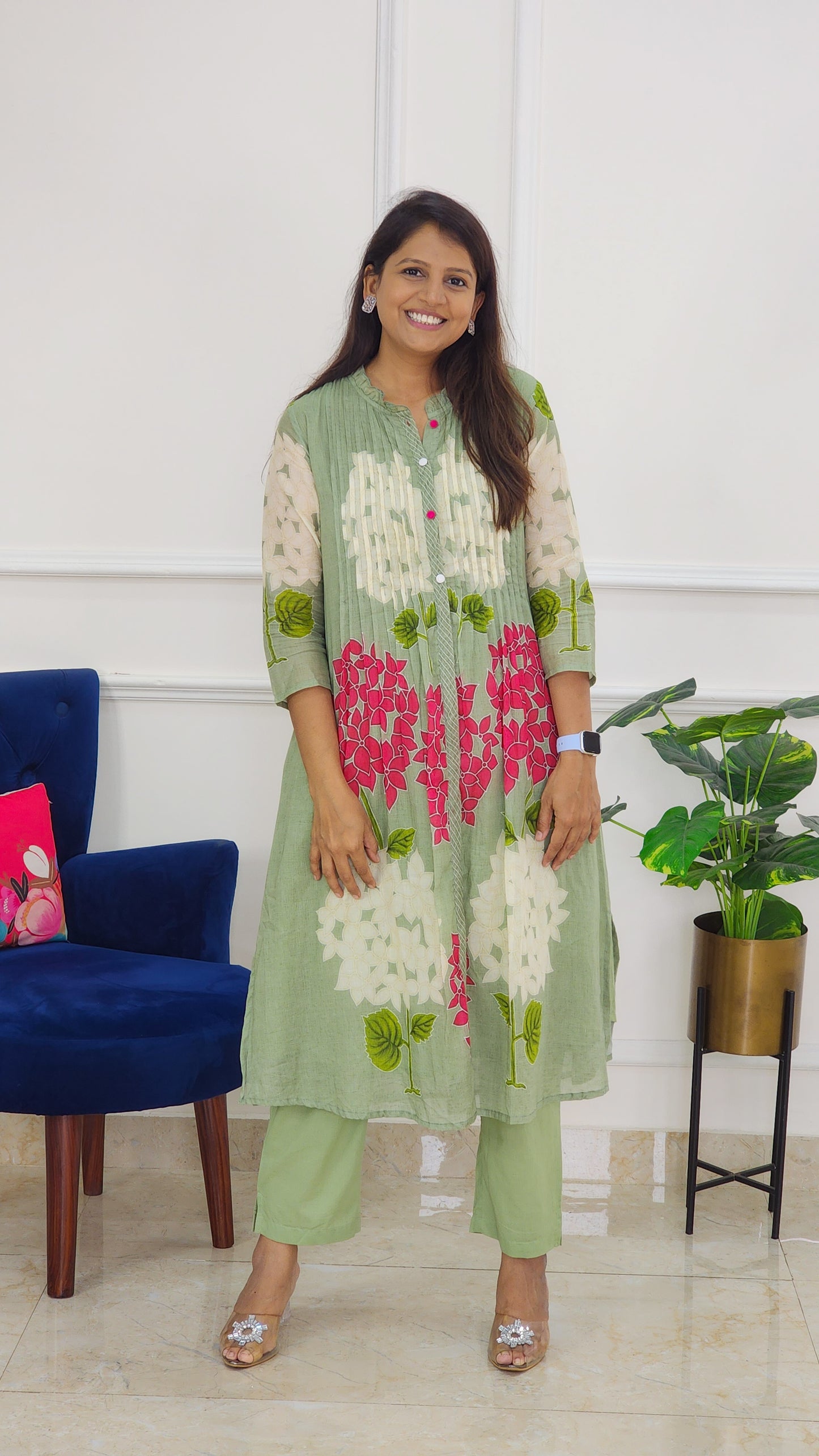 Pista Bloom Kurta Set