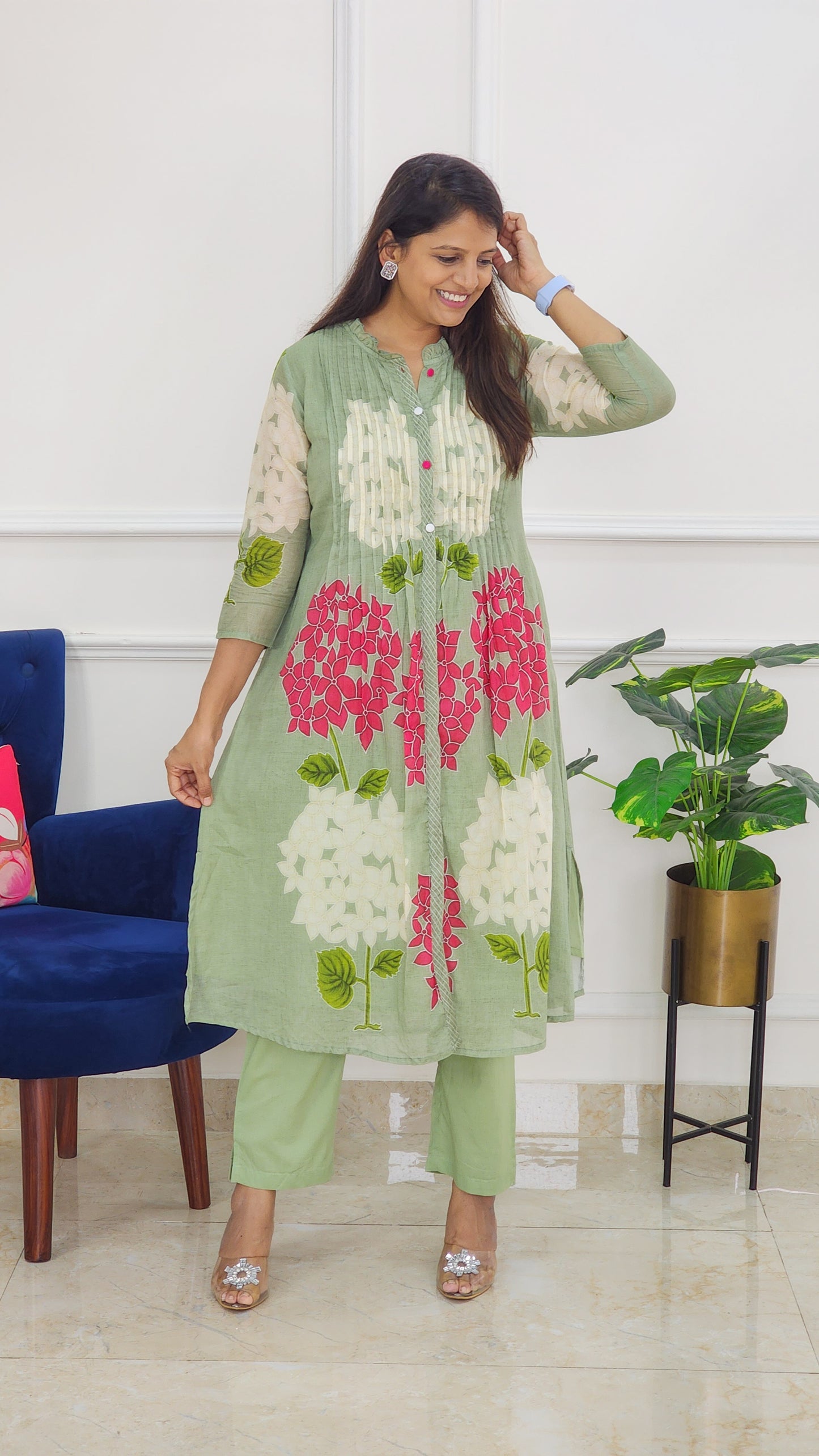 Pista Bloom Kurta Set