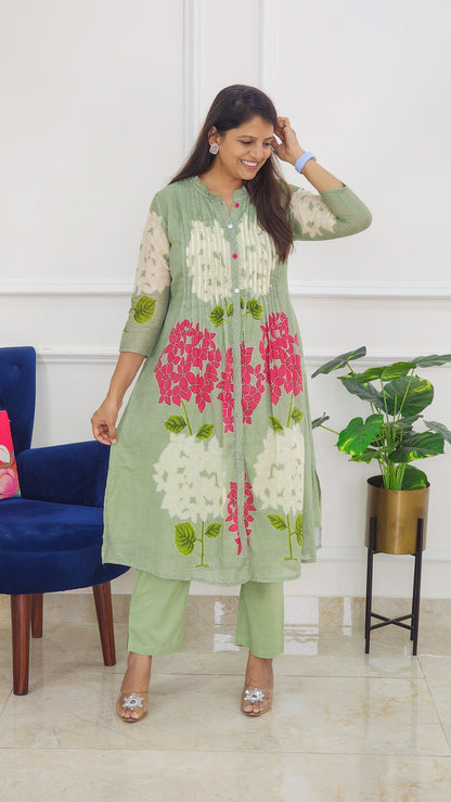 Pista Bloom Kurta Set