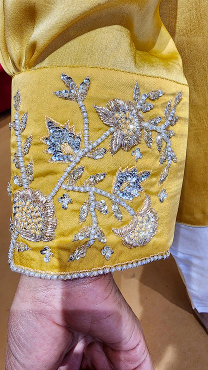 Sunshine Yellow Pleated Top with Pants