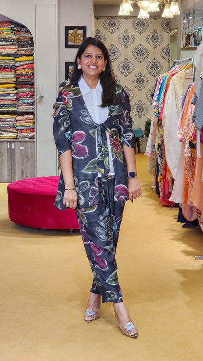 Black Floral Mirror Highlight Co Ord Set