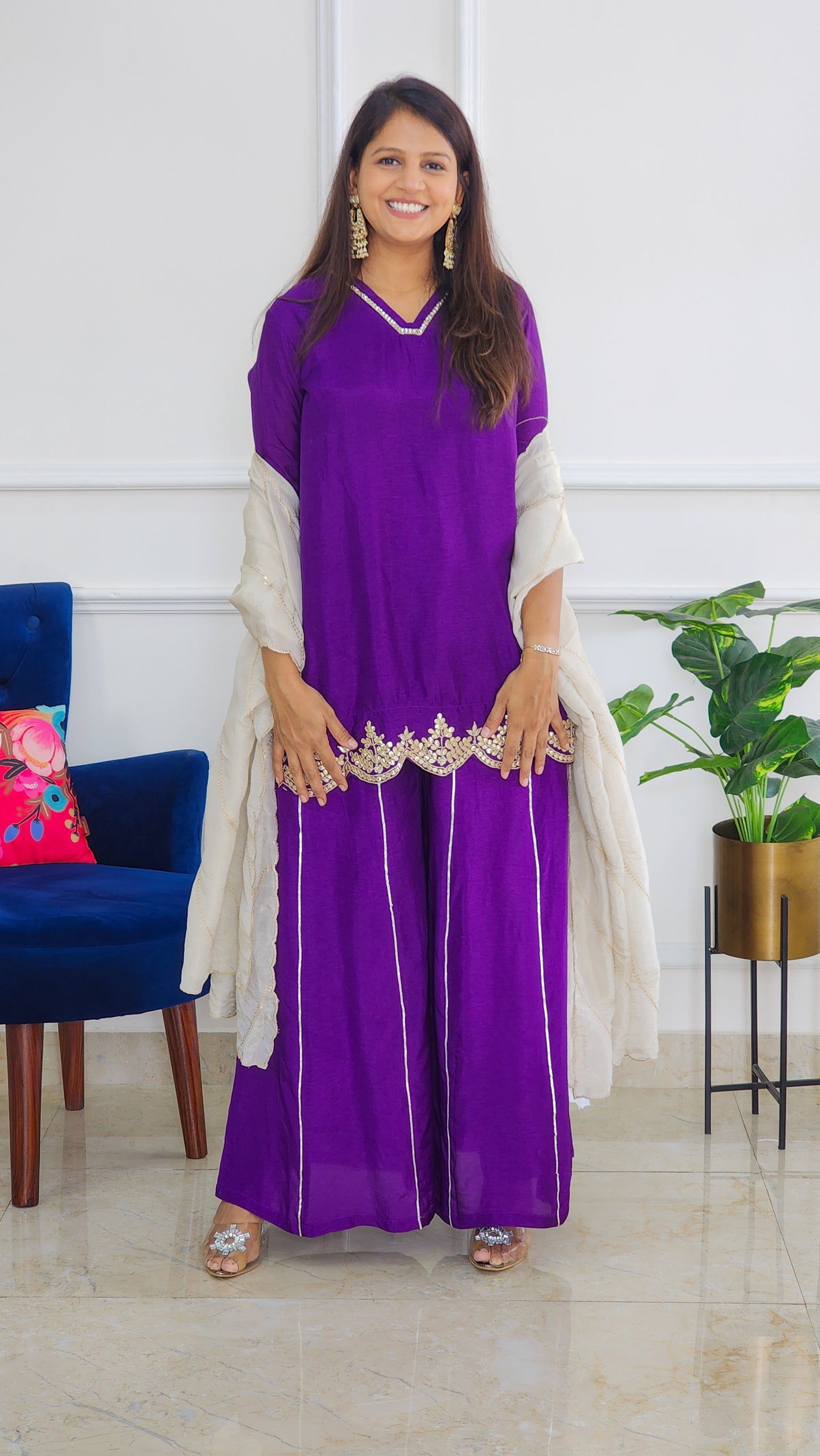 Purple Kurta and Palazzo Set
