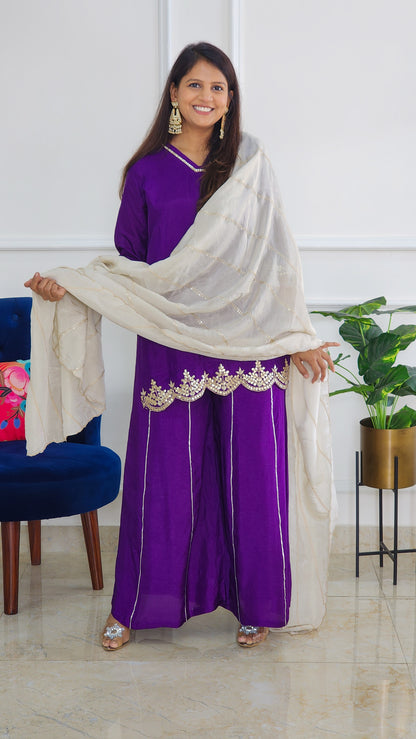 Purple Kurta and Palazzo Set