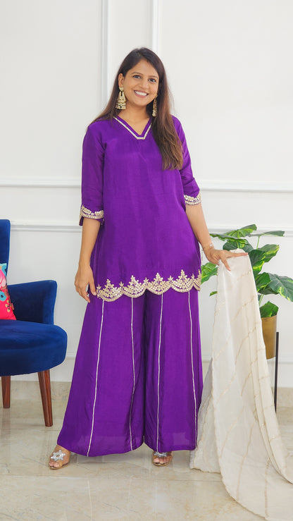 Purple Kurta and Palazzo Set