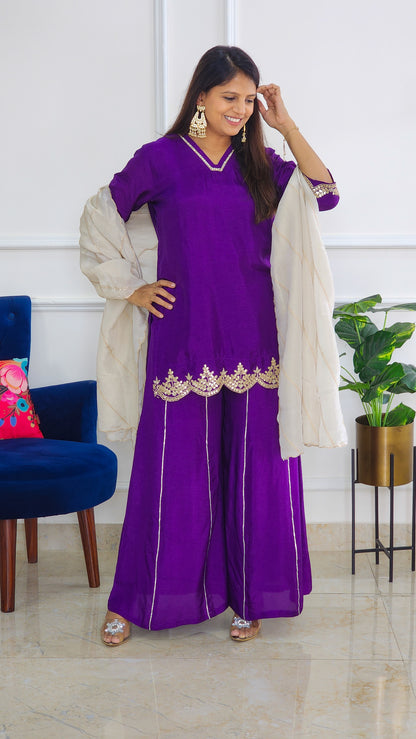 Purple Kurta and Palazzo Set