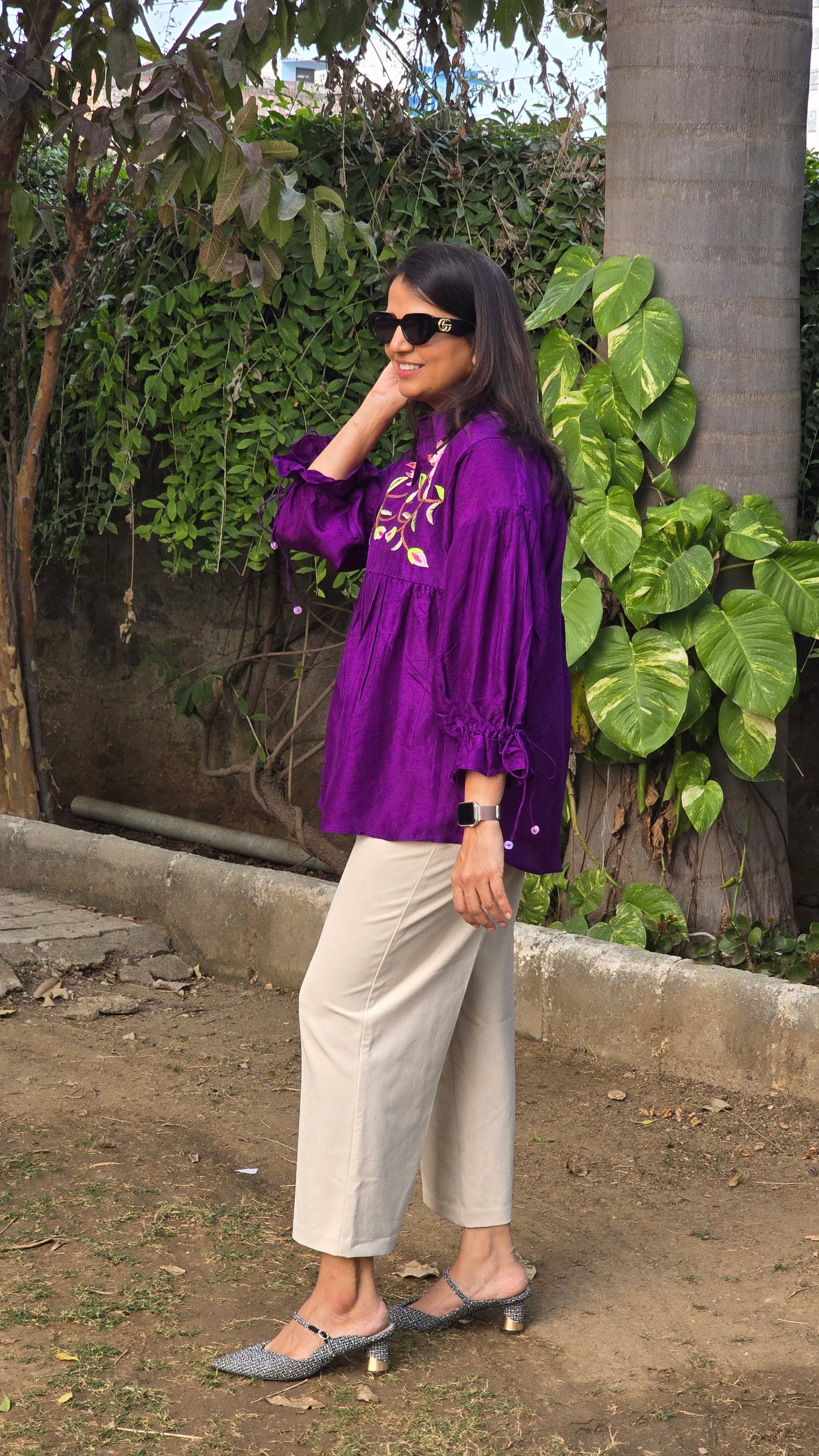 Purple Embroidery Shirt