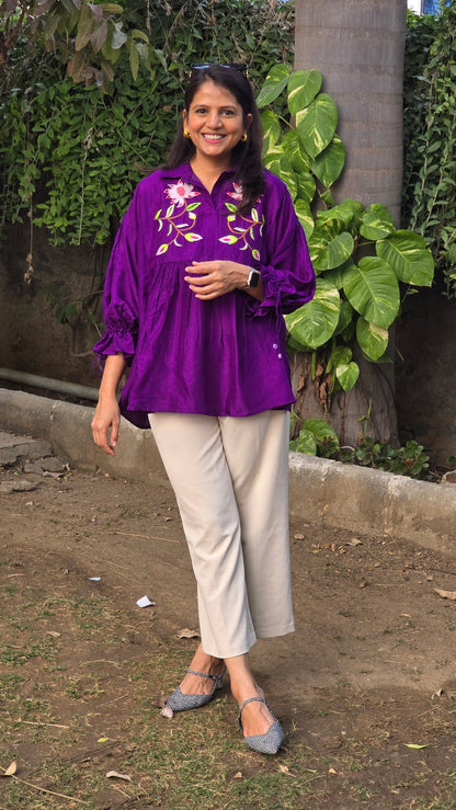 Purple Embroidery Shirt