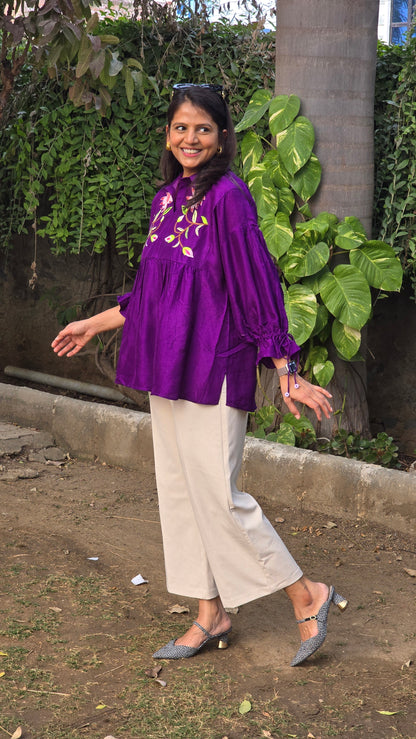 Purple Embroidery Shirt