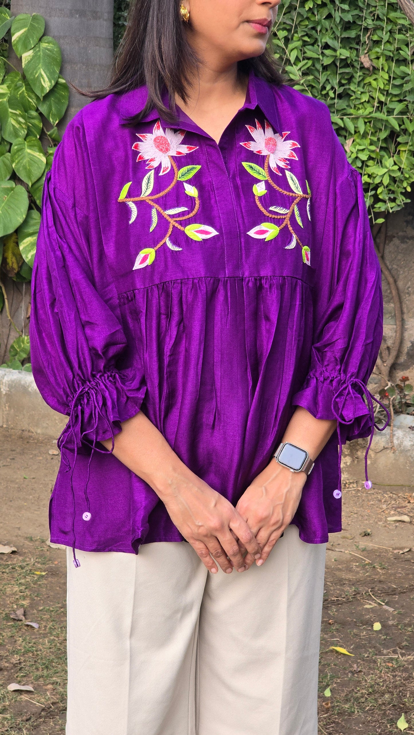 Purple Embroidery Shirt