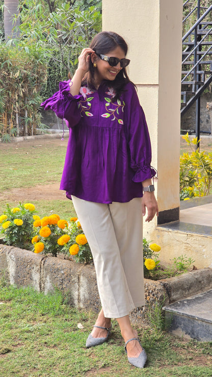 Purple Embroidery Shirt